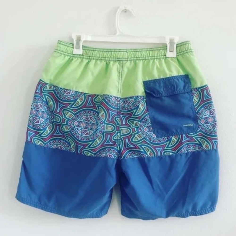 Vineyard Vines Swim Suit Trunks Sea Turtle Tiki   Lined Shorts Green Blue